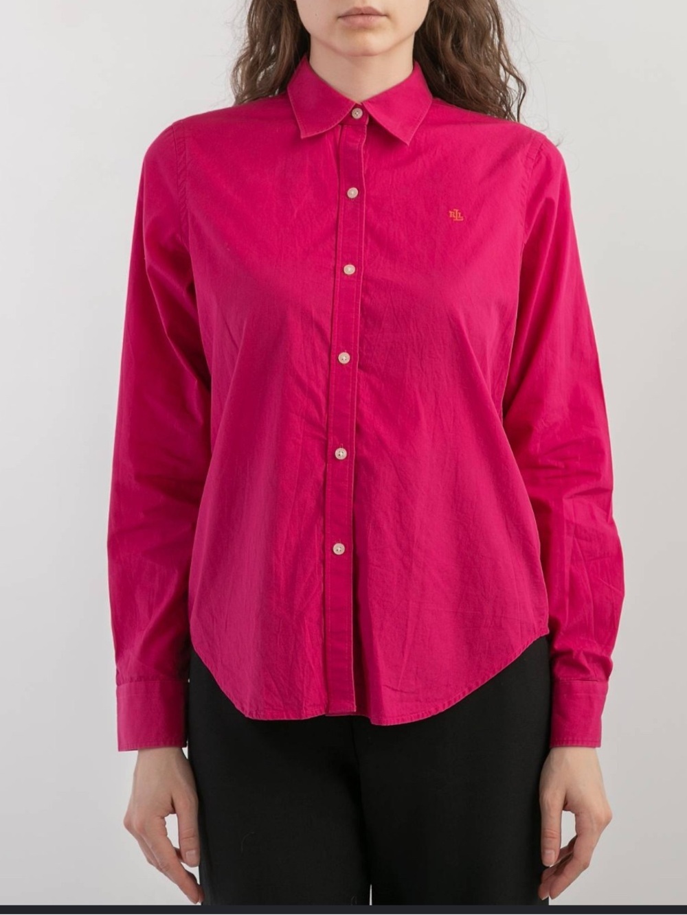 Lauren Ralph Lauren Button-Down Shirt in Hot Pink Coastal Preppy size P Medium